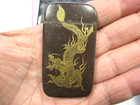 Antique Japanese Gold Shakudo Damascene Dragon Mt Fuji Match Safe Signed Komai