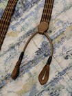 Vintage 30s Striped Y-back Suspenders Braces Art Deco Leather Tabs Men   s 40s 20s