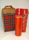 Vintage Thermos Insulated Picnic Set King Seeley W plaid Carrying Case  C  1974