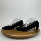 Womens St  John Vintage Black Suede Block Heel Slip On Pumps Heels Size 7 B Guc