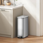 7 9 Gallon Stainless Steel Slim Step Trash Can Soft Close Lid Silver