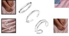 3 Piece Sterling Silver Toe Ring Set For Women Adjustable Foot Jewelry