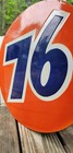Union 76 Gasoline Double Sided Flange Vintage Gas Oil Porcelain Sign