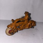 Antique Orange Cast Iron Hubley Toy Motorcycle Police Cop   Side Car 