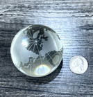 Clear Glass Globe World Map Etched Decorative Sphere Display Piece 3    Vintage
