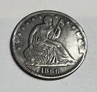 Us 1866 Half Dollar  g   Enameled Love Token