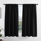 Kitchen Over Sink Blackout Curtains 2 Panels 42x45 Thermal Rod Pocket Black Set 