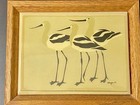 Vintage Framed Crane Bird Ceramic Art Tile Trivet Mcm Artist Signed Morgan 1982
