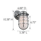 Industrial Dimmable Wall Light With Metal Cage   Frosted Glass  Chrome Finish