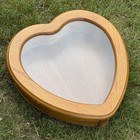 Large Vintage Heart Shaped Shadowbox Curio Table Top Only Oak And Glass  15  Wid