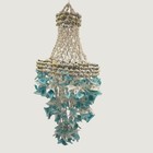 Vintage Coastal Seashell Hanging Chandelier Wind Chime Turquoise White 19 Inch