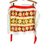 Vtg 70s Silin s Half Apron W Tag Cotton Terrycloth Daisies Fringe Usa Made Nos