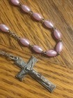 Vintage Catholic Religious Pink Rosary Beads Crucifix Religous