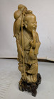 Antique Oriental Chinese Soapstone Fisher Man Statue Figurine  9 3 4   Tall