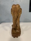 Vintage Large Wooden Elephant Statue Hand Carved Solid Wood 11 5     no Tusks 