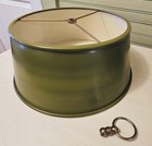 1970s Vintage Brass Bouillotte Table Lamp 3 Bulb Green Metal Shade 