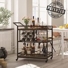 Bar Carts For The Home With Wine Rack And Glasses Holder Rustic Rolling Serving 