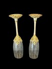 Things Remembered Wedding Anniversary Flutes Set Of 2 In Box Gold Jeweled Euc
