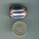 African Trade Beads Vintage Antique Venetian Glass 7 Layer Chevron Blue  28x22mm