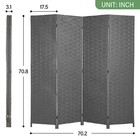 4 Panel Room Divider Portable Privacy Screen Dividers Wood Mesh Woven Design