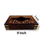 Wooden Tissue Box Napkin Holder Cover With Brass Inlay And Velvet Interior