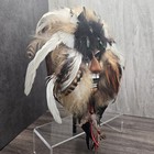 Native American Spirit Mask Wall Art Glass Eyes Handcrafted Mounted Wood Back