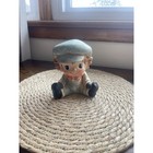 Vintage Ceramic Baby Boy Planter Figurine Blue Speckled Cap Nursery Decor 6 