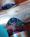 Corki Weeks Vintage Etched Brass Kaleidoscope cell Style Filled With Oil   Stand