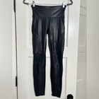 Spanx Black Faux Leather Moto Leggings  small 