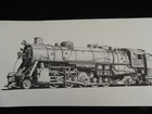  757 C im Railroad Steam Locomotive 1967 Art Print 2-10-2  santa Fe   17x7 