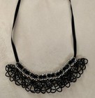 Goth Necklace Witch Vampire Black Costume Bib Choker Rhinestone Beads