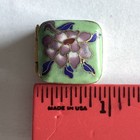 Vintage Enamel Cloisonn   Mini Hinged Square Flower Pill Box