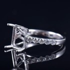 Custom Lab Diamond Emerald Cut 9  7mm Mom Gift Semi Mount Ring 14k Wg