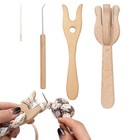 4pcsknitting Fork Braiding Tool Making Weaving Cording  Wooden Fork Crochet Kit