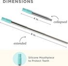 Reusable Metal Straw With Case For Travel  Teal - Collapsible Stainless Steel   
