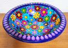 Pedro Marcos Signed  Colorful Lacquered Painted Wood Bowl Folk Art Mexico