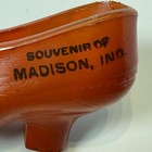 Madison  Indiana In Antique Depression Red Glass Souvenir Shoe Trinket