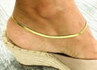 925 Solid Sterling Silver   14k Gold Plated 2 3mm Herringbone Anklet 10  - Ea105