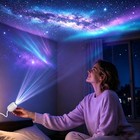 5d Holographic Galaxy Ocean Projector 360   Rotating Usb Night Light Bedroom