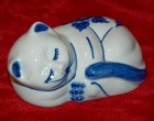 Vintage Ceramic Chinoiserie Sleeping Cat C 1970 s Adorable Figurine 