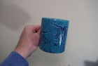 2 Rare Vintage Waechtersbach Coffee Mugs Sea Creatures Octopus Teal Blue Spain