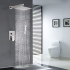 Brushed Nickel Shower Faucet Set With Valve System 8  Rain Shower Head Combo Kit