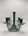 Rare Antique Green Patina Five-candle Bronze Candelabra     Unique Vintage Decor