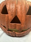 Vintage Atlantic Mold Ceramic Pumpkin Jack O Lantern Candle Holder Jar Rare 13 