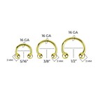 14k Gold 16g Horseshoe Septum Nose Hoop Ring Circular Barbell Threadless Push In