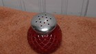 Vtg Avon  Powder Sachet Red Glass Jar Shaker Empty