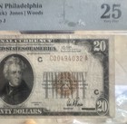 Pmg 25 1929  20 Federal Reserve Bank Note  Circulated  Discoloration