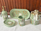Morris   Co Stacking Jars  Soap Dish  Tray Botanical Garden Green Gold 5 Pcs 
