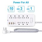12in1 Surge Protector Power Strip 8 Ac Holes 3 Usb 1 Type C Port With 4ft Cable
