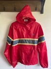 Vtg 80s Izod Lacoste Crocodile Anorak Windbreaker Jacket Red W stripes  Medium